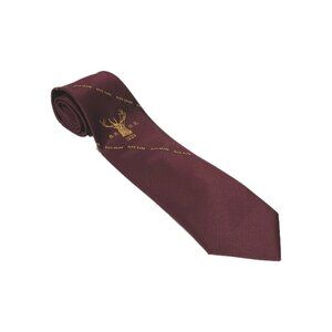 Elks Club BPOE Tie Men's Burgundy Gold 57 1/2" x 3 7/8" Illinois Elks